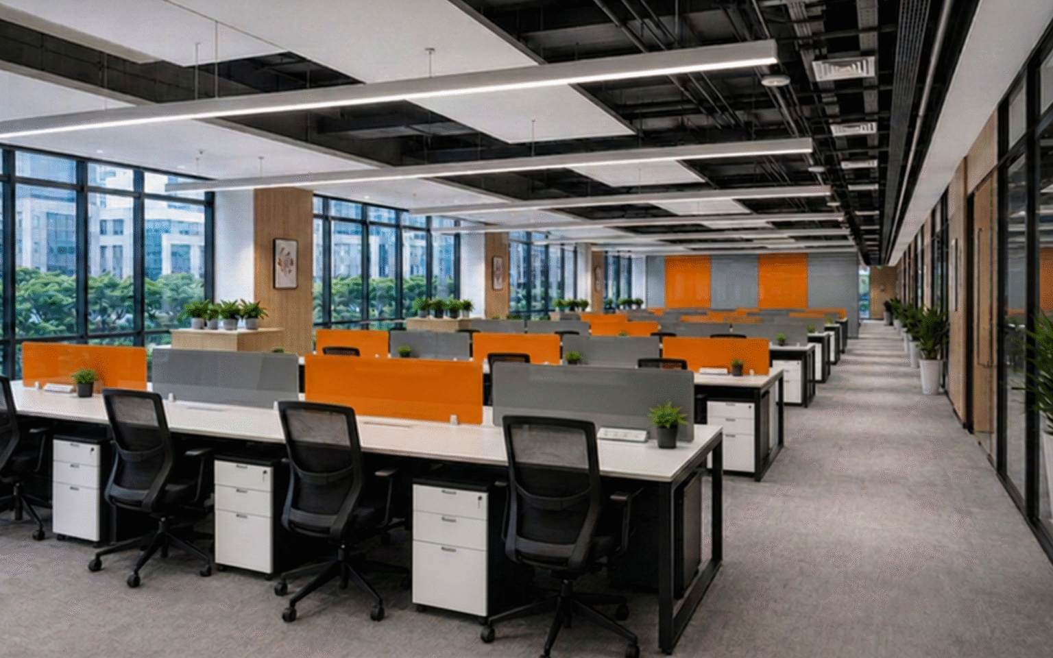 Back-to-Back Linear Open Desking Workstation