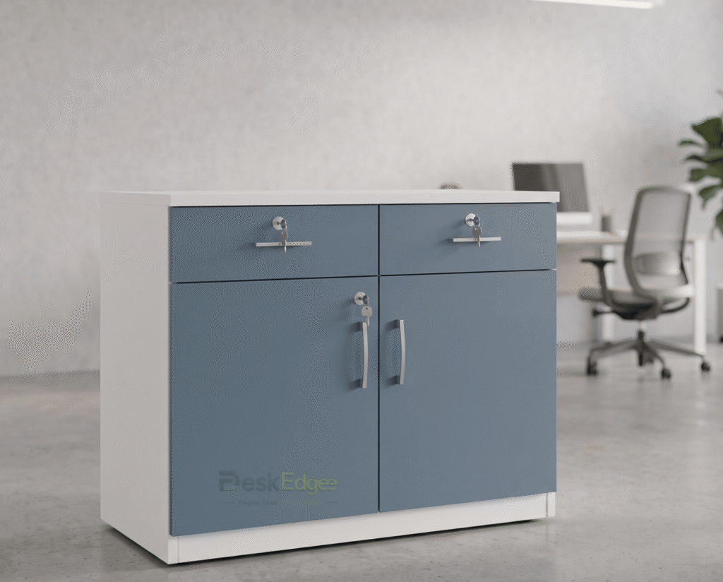 Wooden office table side unit